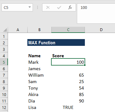 max function excel