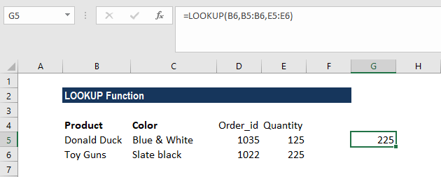 Lookup function excel