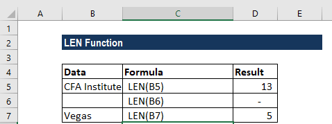 len function in excel