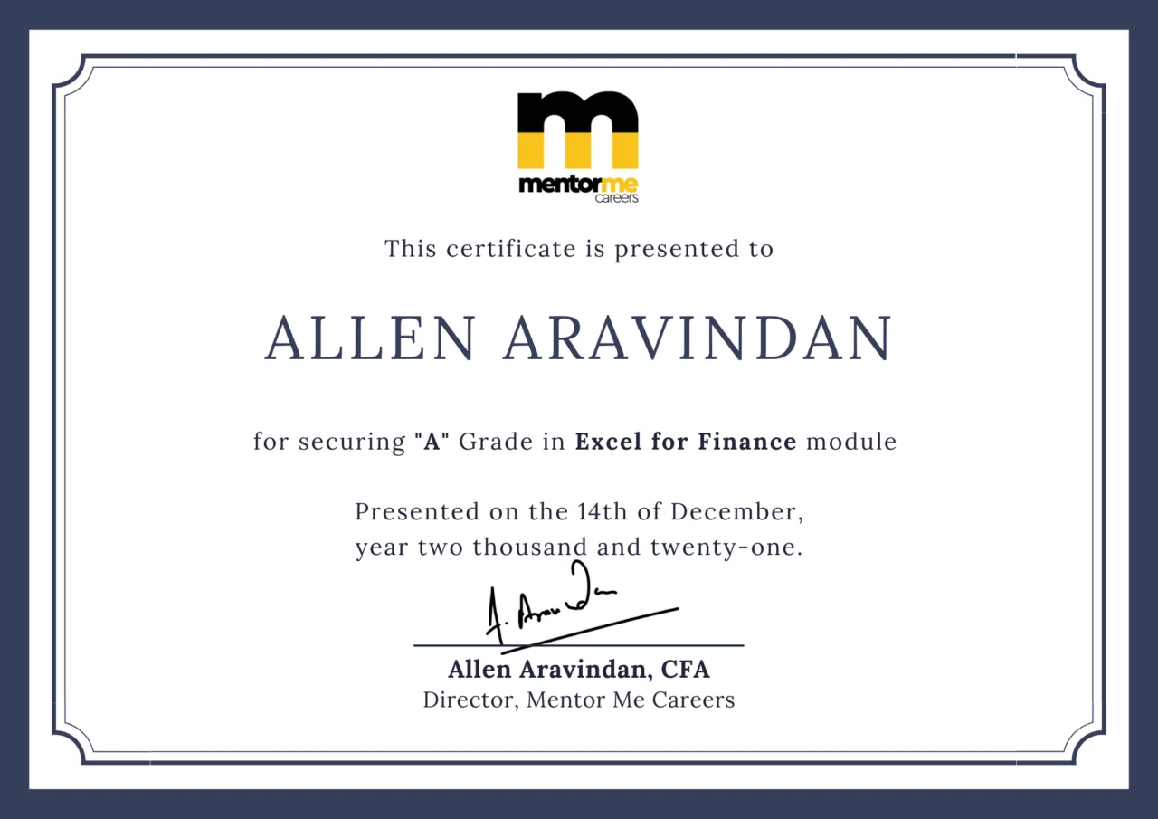 advance excel for finance certification