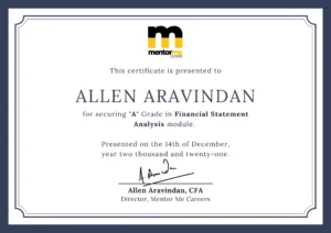 Finanacial statement analysis certification