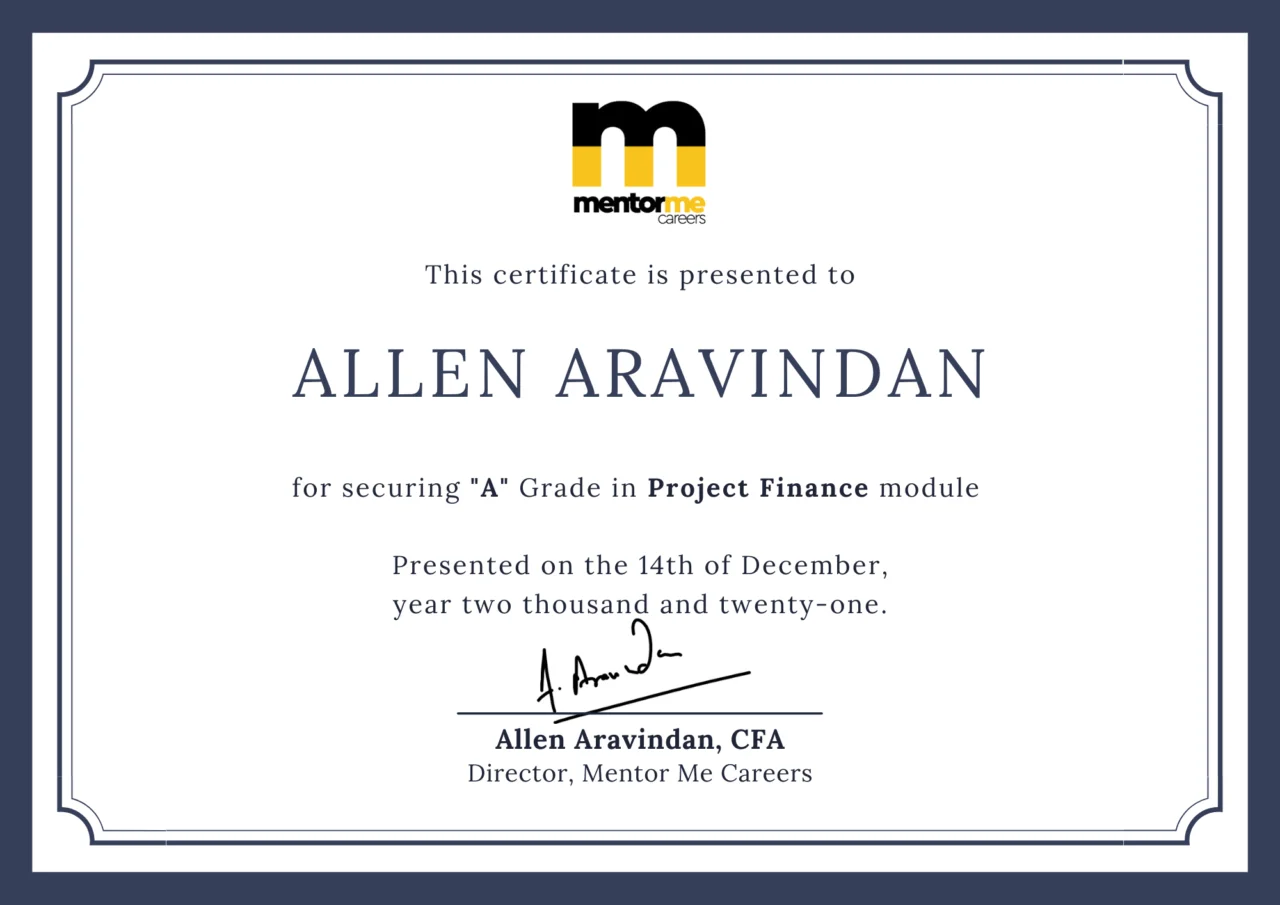 Project finance certiication