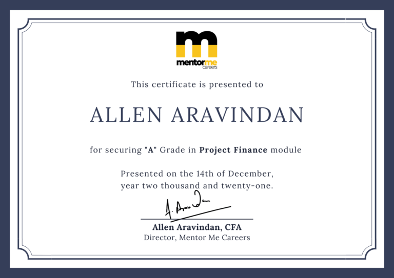 Project finance certiication