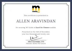 excel certificate