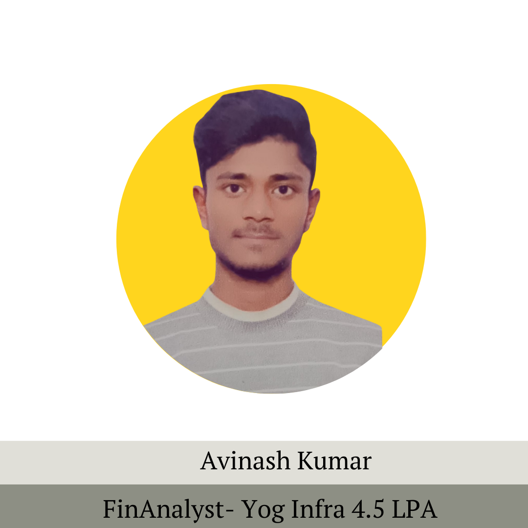 Avinash kumar gets placed after certificate in investment banking operations