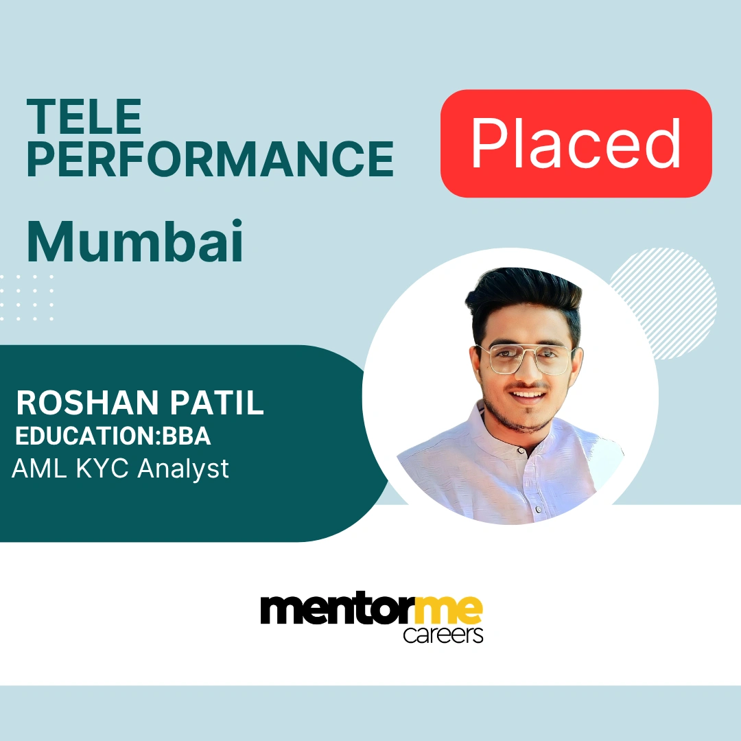 MentorMeCareers student placement success - Roshan Patil
