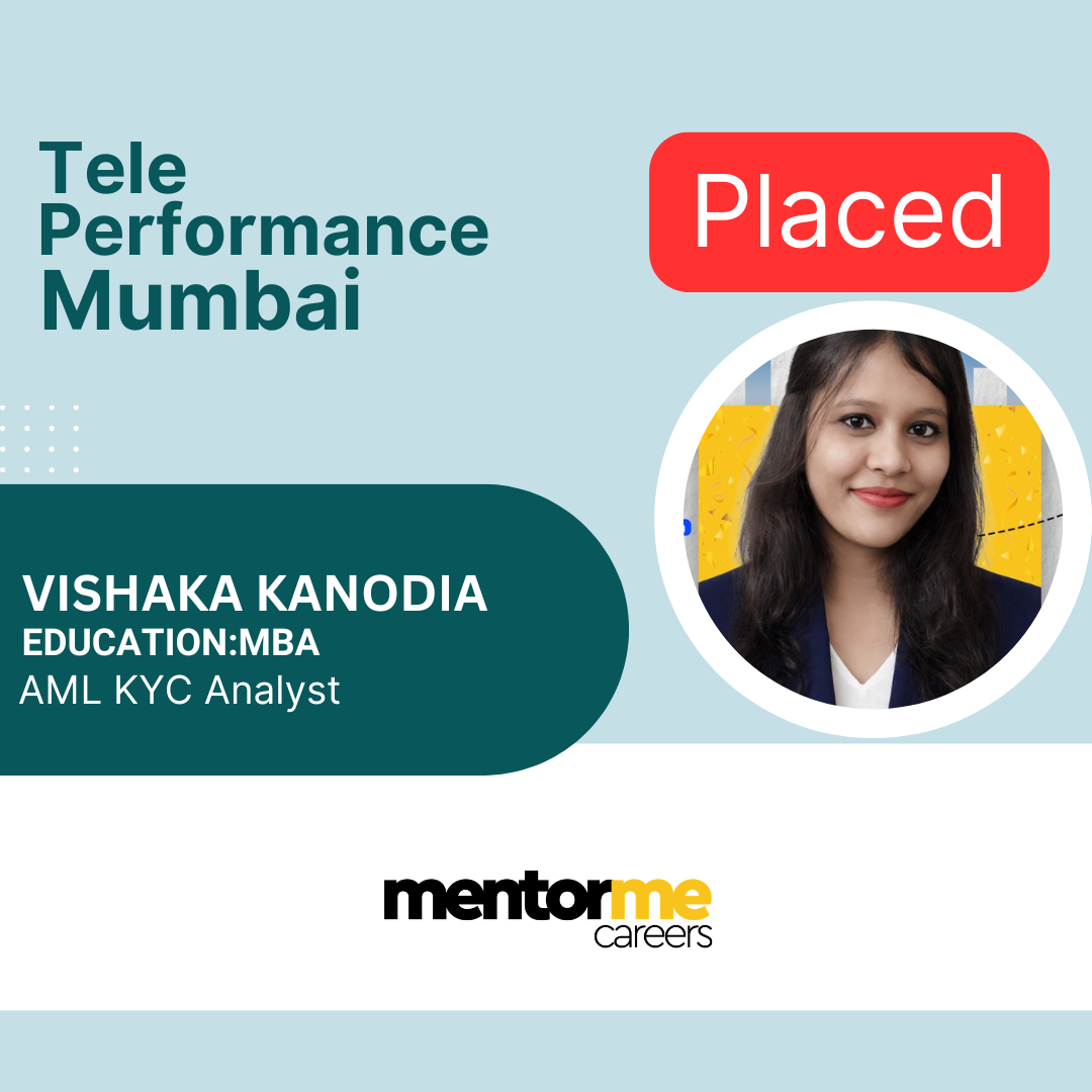 MentorMeCareers student placement success - Vishaka Kanodia