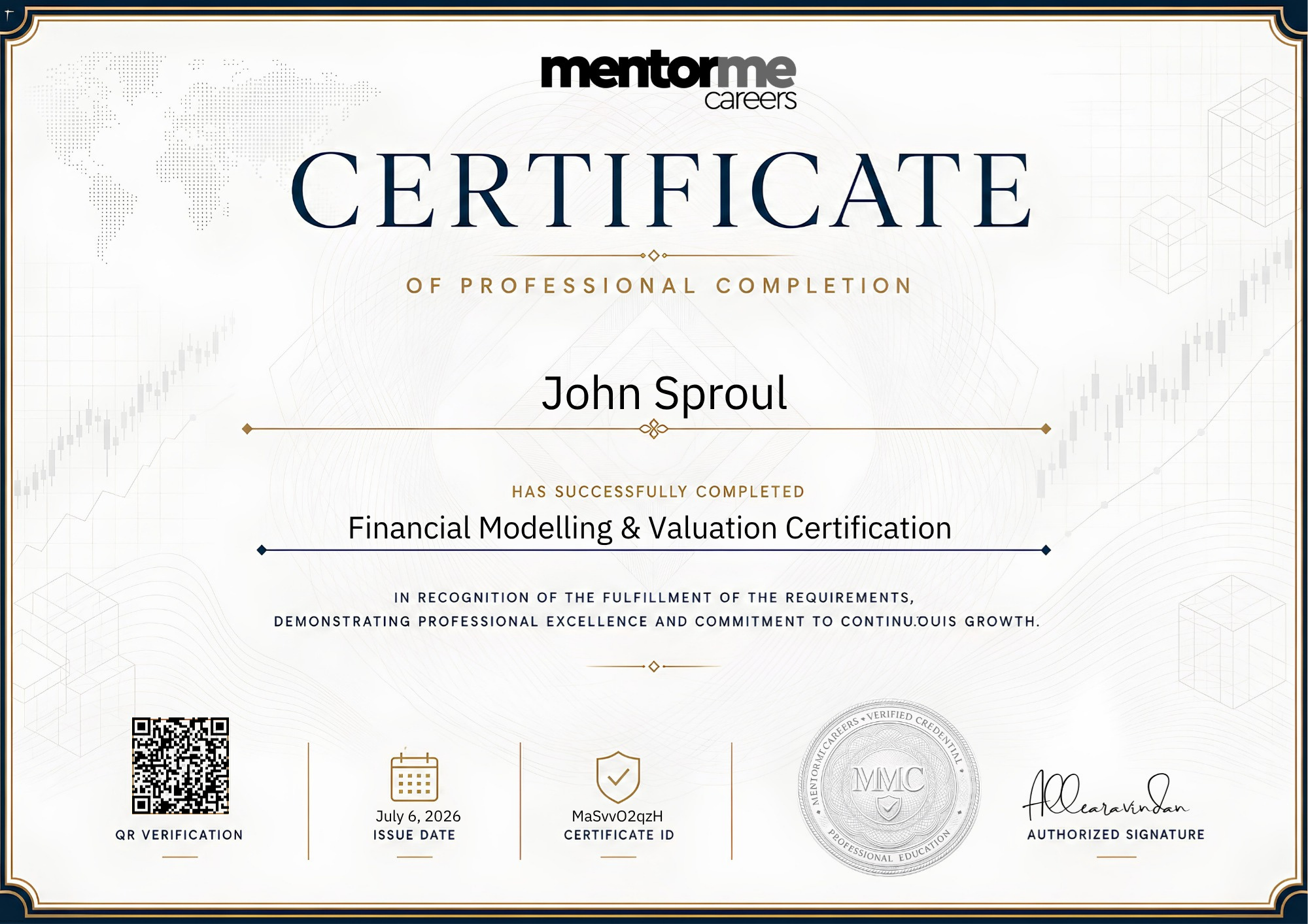 Industry Recognised Certificate - Financial Modeling Course